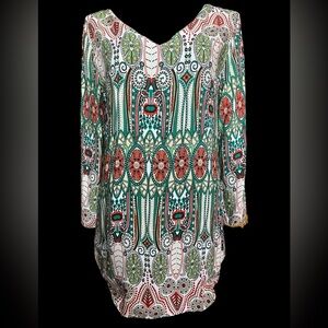 Handmade silky soft tunic. Mustard gold bobble details at neckline and cuff.